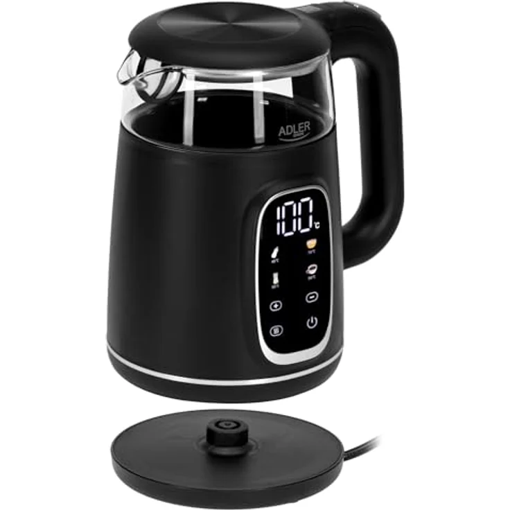 ADLER Wasserkocher AD 1223, 2200W mit 1,7L Kapazität, LED-Display und Touchpanel, 5 Temperaturprogramme, Warmhaltefunktion und Kalkfilter – Bild 2