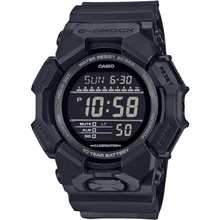 Casio G-Shock Classic Digital-Herrenuhr Schwarz GD-010-1A1ER, Stoppuhr, Alarm, Beleuchtung, Countdown – Bild 2