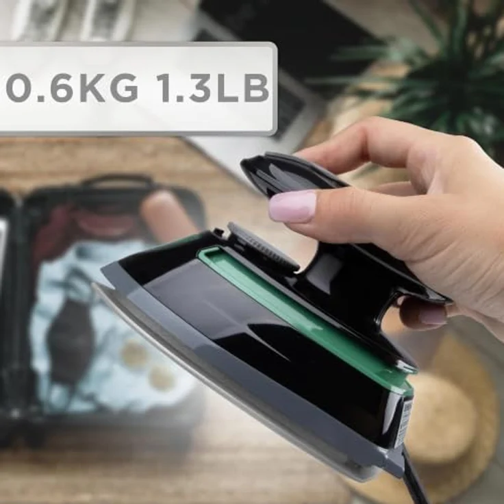 Duronic SI4 BG Mini Reisebügeleisen, 420W Dampfbügeleisen mit variabler Temperaturregelung, Schwarz-Grün – Bild 5