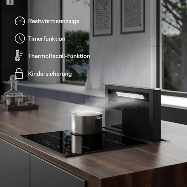 Klarstein Velaire XFC604I-B8-ELS, Induktions-Kochfeld mit 4 Kochzonen, 6400 W, Touch Timer und Kindersicherung – Bild 6
