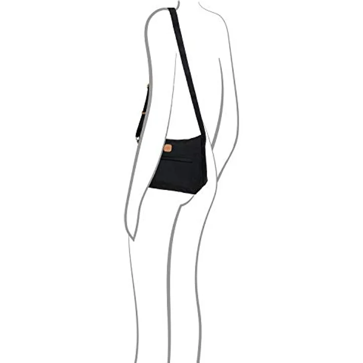 Bric's X-BAG & X-Travel Umhängetasche, Nylon mit Lederdetails, schwarz, verstellbarer Schultergurt, Reißverschlusstaschen – Bild 7