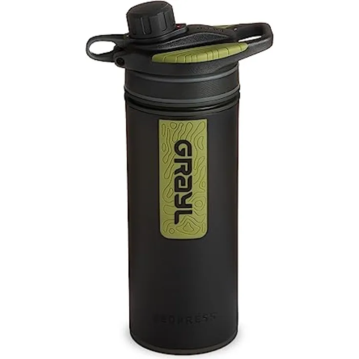 GRAYL GeoPress 710ml Outdoor Wasserfilter Trinkwasser I Eliminiert 99,99% aller Bakterien und Viren I Perfekt für Camping, Survival und Reisen (Black Camo)