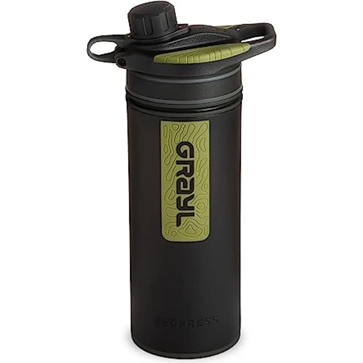 GRAYL GeoPress 710ml Outdoor Wasserfilter Trinkwasser I Eliminiert 99,99% aller Bakterien und Viren I Perfekt für Camping, Survival und Reisen (Black Camo) – Bild 1
