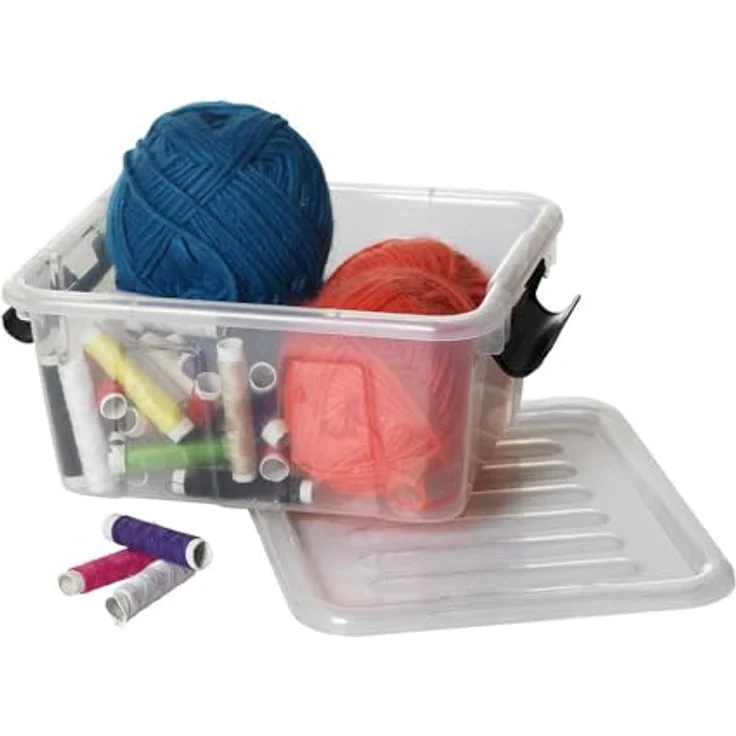 Plast Team Home Box Aufbewahrungsbox mit Deckel und Klickverschluss, stapelbar, transparent grau, 7,7L – Bild 5