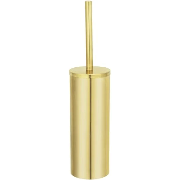 WENKO WC-Garnitur Mod. Orea, freistehend aus rostfreiem Edelstahl in Gold matt, mit herausnehmbarem Innenbehälter und Toilettenbürste Ø 9 cm, Maße Ø 9x40,5 cm – Bild 1