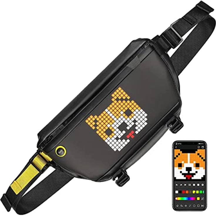 Divoom LED Display Umhängetasche Wasserdicht Schulter Reiserucksack Schwarz Zeitgenössisch – Bild 2