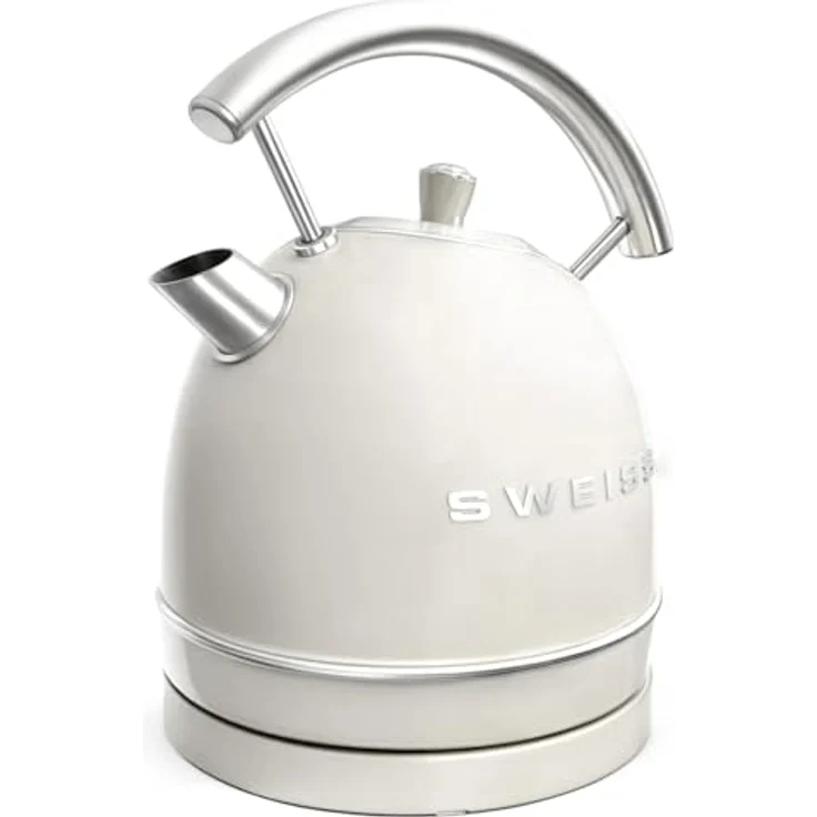 SWEISS Elektrischer Wasserkocher KTL8 Vintage, 1,5 l Edelstahl, 2200 W, 360° Sockel, beige – Bild 2