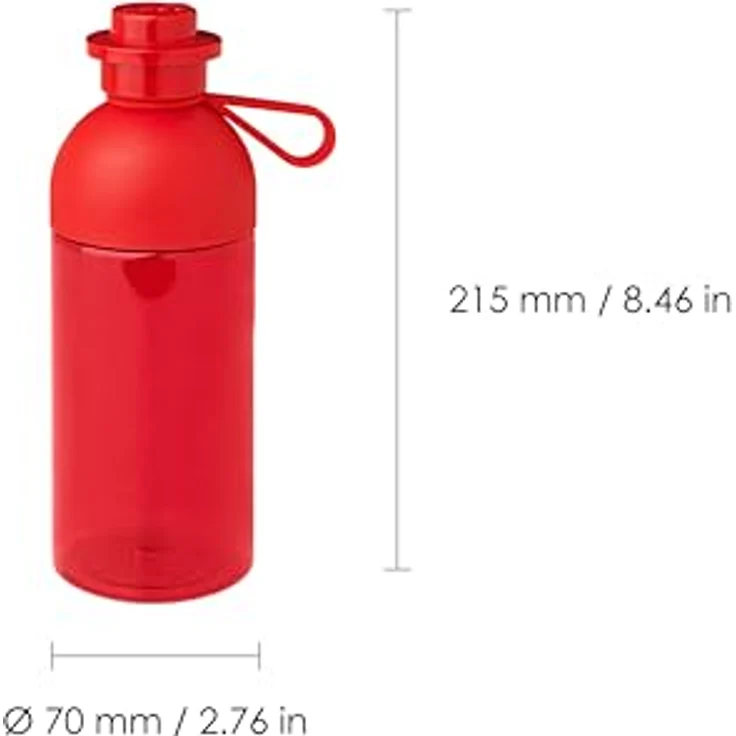 LEGO Trinkflasche, durchsichtige Trink--Sportflasche, 500 ml, zum Befüllen mit Eis, rot – Bild 5