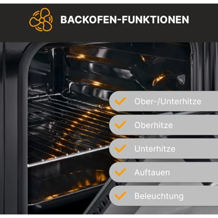 Bomann® Elektroherd EHC 7939 | Freistehender Backofen 50cm mit 4 Kochplatten | 43L Standherd mit Ober-/Unterhitze | Inkl. Blech & Grillrost | 40°C-240°C, Silber – Bild 3