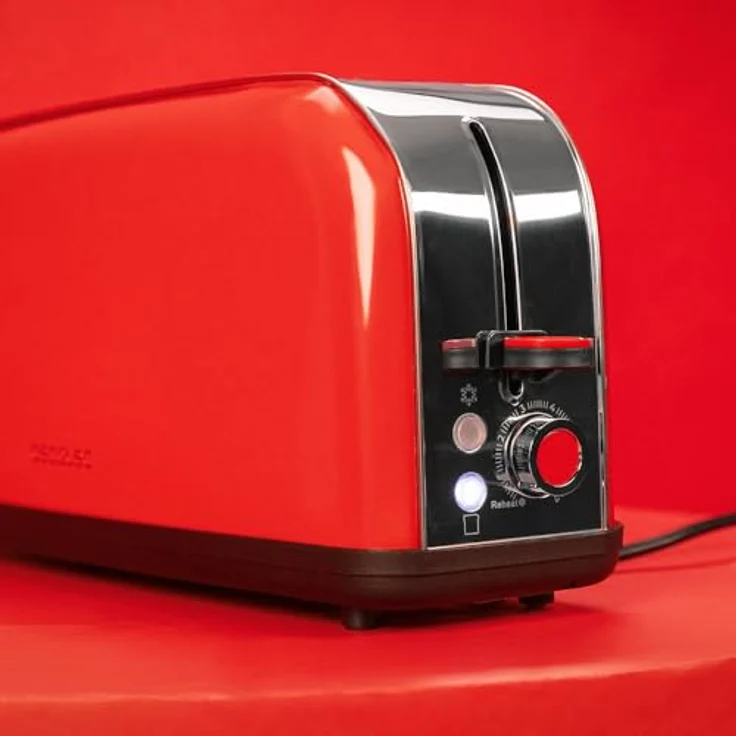 Cecotec Vertikaler Toaster Toastin' time 850 Red Long Lite, 850W, Edelstahl, 2 Scheiben, Breiter Schlitz, Voreingestellte Funktionen, Einstellbare Röstkontrolle – Bild 4
