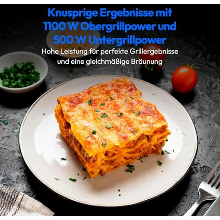 MEDION Mikrowelle mit Grill und Heißluft (25 Liter, 900 Watt, 1100 Watt Obergrill & 500 Watt Untergrill, 2100 Watt Heißluftfunktion, 11 Programme, 10 Leistungsstufen, Edelstahl, MD12041) schwarz – Bild 5