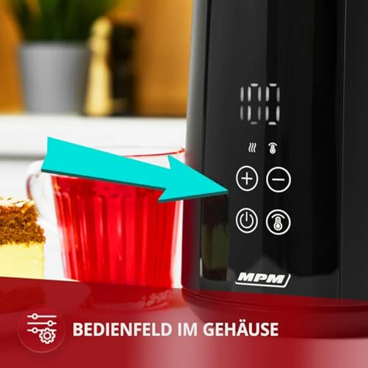 MPM MCZ-120/C Wasserkocher 1,5L, Doppelwand-Design, Temperaturregelung 40-100°C, Edelstahl-Innenbehälter, 2200W, Geräuscharm, Schwarz – Bild 5
