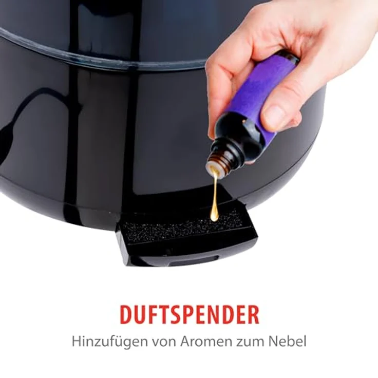 alpina Luftbefeuchter 4.3L, Humidifier mit Aroma Diffuser für Ätherische Öle, 3 Nebelstufen, Timer, Elektrische Duftlampe, Schwarz – Bild 5
