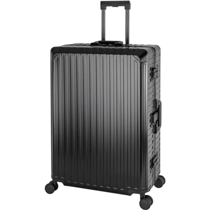Travelhouse Tokyo Alu Reisekoffer Schwarz XL-78cm Hartschalenkoffer mit 2X TSA Zahlenschloss 360° Rollen Vol. 110L – Bild 1