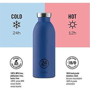 24BOTTLES Clima Bottle Thermosflasche – 500 Ml Edelstahl, Hält 12 H Heiß / 24 H Kalt