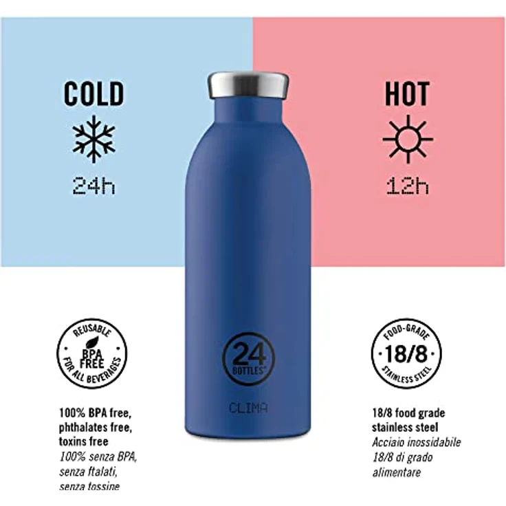 24Bottles Clima Flasche - 330ml/500ml/850ml Thermosflasche mit 100% Versiegeltem Deckel (12 Stunden Heiße Getränke 24 Stunden Kalt), ökologische Edelstahlflaschen (Formal Grey, 500 ml) – Bild 4
