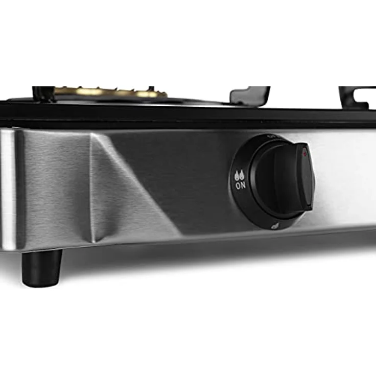 Orbegozo FO 2720 Gaskocher, 2 Brenner mit Dreifach-Krone, Piezo-Zündung, gehärtetes Glas, Edelstahl, mehrfarbig – Bild 3