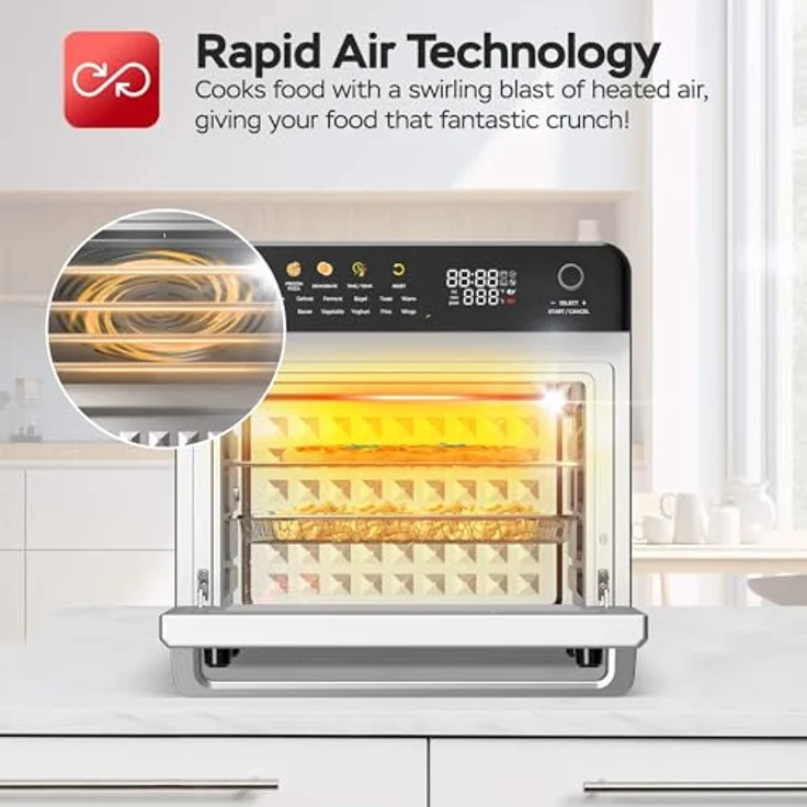 TurboTronic Multi-Smart-Ofen 19in1, Heißluftofen & Heißluftfritteuse 2100W, 34L mit Dörrfunktion, Edelstahl, 40-230°C Grill Airfryer Dörrautomat – Bild 5