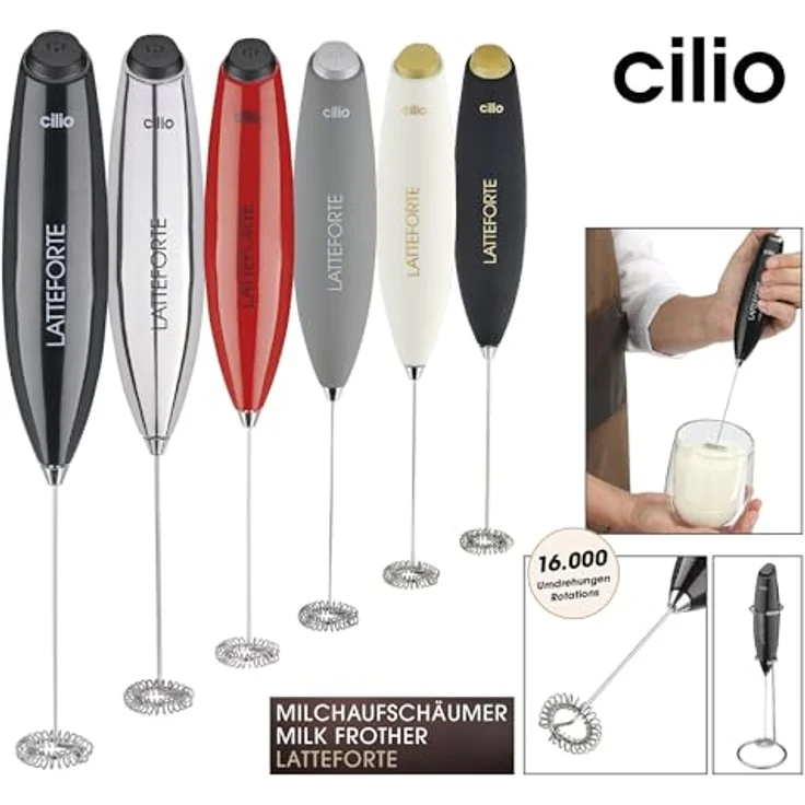 Cilio Milchaufschäumer LATTEFORTE grau matt, Schnell und effizient mit Edelstahlständer und Batterien – Bild 8
