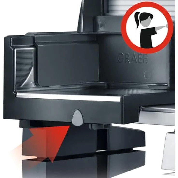 GRAEF Allesschneider STYLE S12002, schwarz, Edelstahl-Wellenschliffmesser, stufenlos einstellbare Schnittstärke 0–20 mm, Sicherheitsverschluss, Dauerfunktion, Schnellreinigung – Bild 5