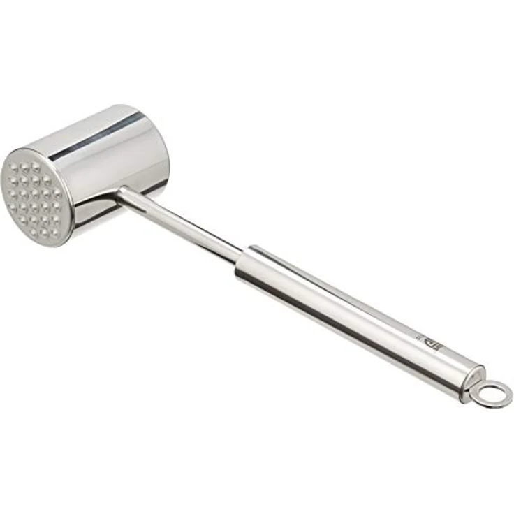 GRÄWE Fleischhammer aus Edelstahl, doppelseitig, Fleischklopfer mit Zwei Bearbeitungsflächen inkl. glatter und genoppter Fläche, 28 cm – Bild 1