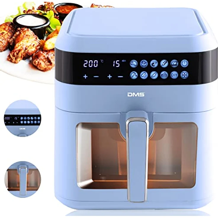 DMS XXXL 7 Liter Heißluftfritteuse fettfrei und ohne Öl | inkl. 10 Programmen und digitalem Touch Display | Timer | HFG-7 (Blue) – Bild 4