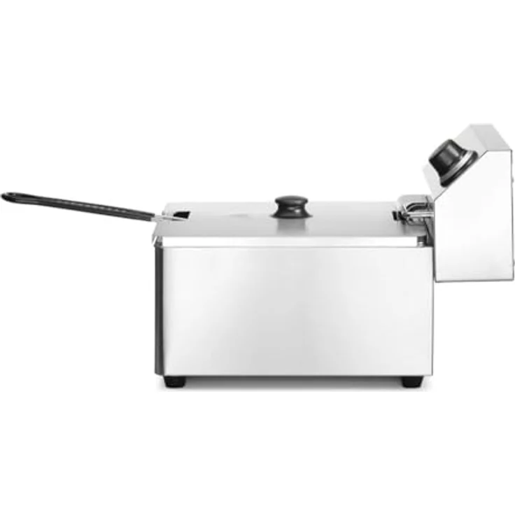 HENDI Fritteuse, einstellbar bis 190°C, Kaltzone, mit Frittierkorb und Deckel, Entnehmbar Becken, Sicherheitsthermometer, 6L, 230V, 3300W, 265x430xH290mm, Edelstahl – Bild 4