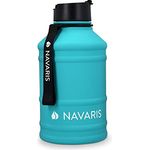 Navaris Trinkflasche 2,2L XXL Gym Bottle, robuste Edelstahl Wasserflasche für Fitness und Sport, leicht transportierbar