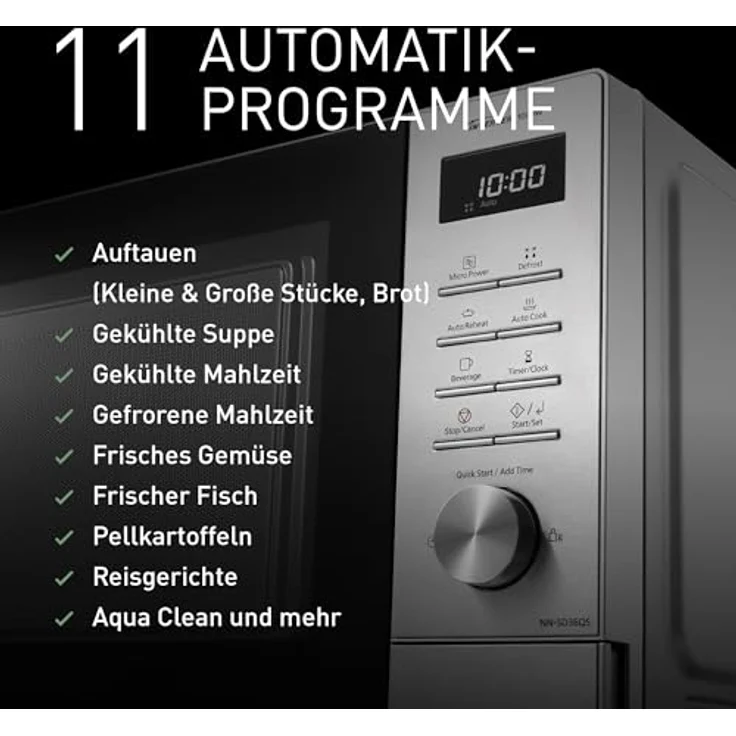 Panasonic NN-SD36QSEPG, Solo-Mikrowelle mit 1000 Watt, 29 l Volumen, Silber, Inverter-Technologie, automatische Auftaufunktion – Bild 5