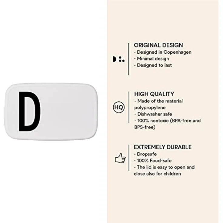 Design Letters Lunch Box, Kunststoff, weiß-schwarz, 18 cm – Bild 4