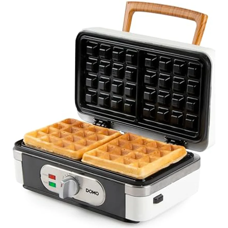 Domo Sandwichmaker DO9277C 3-in-1 mit PFAS-freier Keramikbeschichtung und Holzoptik, puderweiß, 1100 W – Bild 5