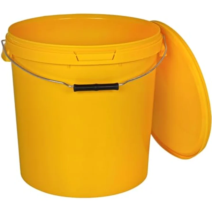 BenBow Eimer mit Deckel 30l gelb 20x 30 Liter - lebensmittelecht stabil luftdicht auslaufsicher geruchsneutral - Kunststoffbehälter mit Metalgriff – Bild 1