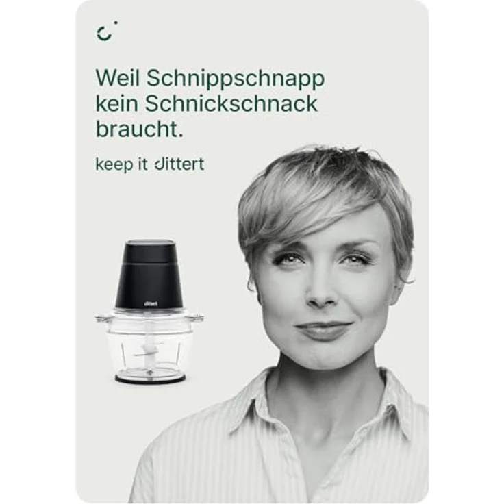 Dittert MI004B-00 Serie One Zerkleinerer, 500 W, 4 Klingen, 1 l, Schwarz und Transparent, Versandkostenfrei – Bild 6