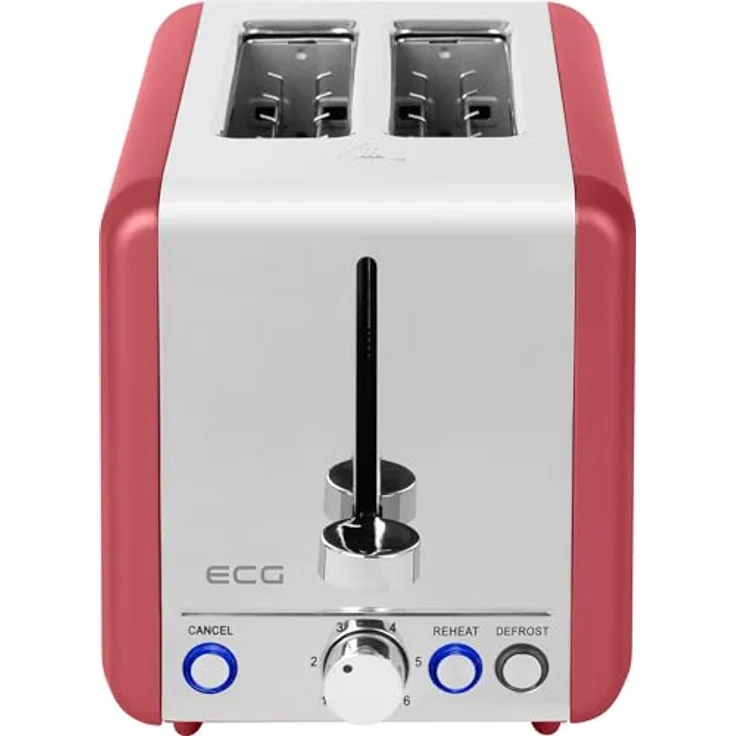 ECG ST 2708 Tradizione Corsa Toaster, mattrot mit Edelstahlelementen, 2-fach Toastzubereitung, 6 Grad Temperaturregelung – Bild 4
