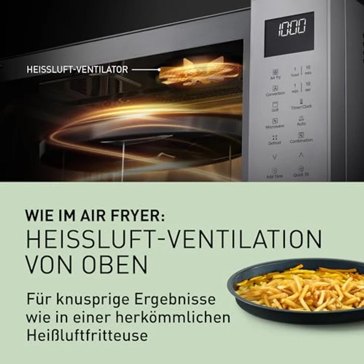 Panasonic NN-CT57RMEPG Mikrowelle Silber, 1000W, Grillfunktion, Heißluft-Funktion, digitaler Timer, LCD-Display, 34-cm-Drehteller – Bild 4