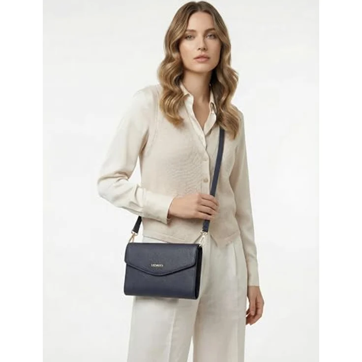 Lazarotti Bologna Leather Clutch, Umhängetasche aus 100% Leder, 23 cm, blau – Bild 4