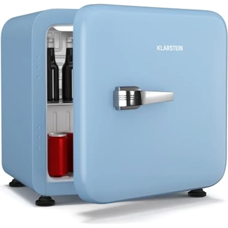 Klarstein Audrey Evo Mini Kühlschrank, 43 Liter, Retro-Design, leise (40 dB), reversible Tür, 49.5 cm hoch, blau – Bild 1