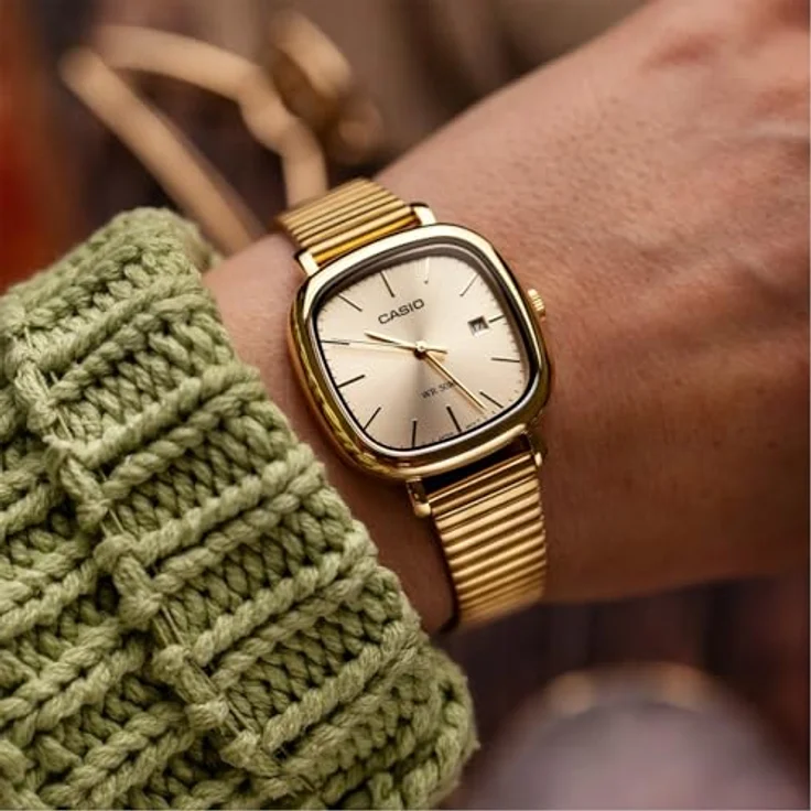 CASIO TIMELESS COLLECTION Quarzuhr LTP-B166G-9AVEF, Damenuhr/Herrenuhr mit Edelstahlarmband, analog, Tag, goldfarben – Bild 3