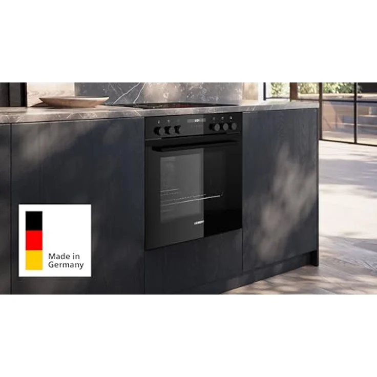 Siemens EQ522KAAB Herdset, Einbau-Herd HE217GBB3 mit 3D Heißluft, PIZZA-Funktion, Elektro-Kochfeld EA631GNA1E, Schwarz – Bild 2