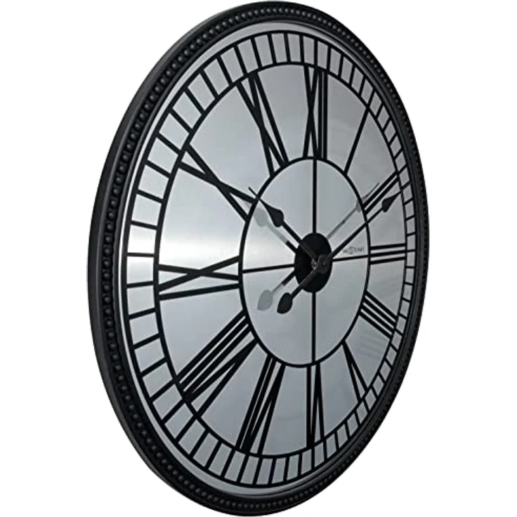 NeXtime XL Designer Wanduhr, Metalluhr, Spiegeluhr, römische Zahlen, 56 cm, schwarz – Bild 3