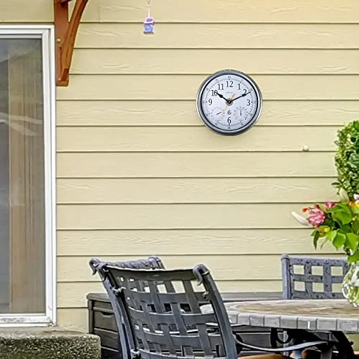 Nextime Wanduhr Tulip, Wetterstation mit Temperatur- und Luftfeuchtigkeitsanzeige, Ø 40.5 cm, Silber – Bild 6