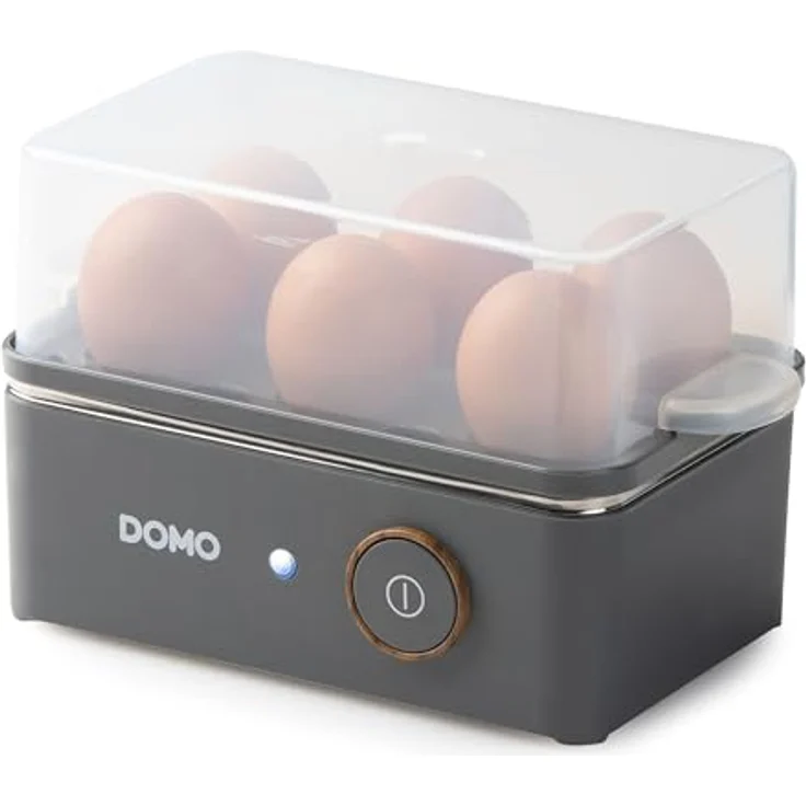 Domo DO9283EK Eierkocher für bis zu 6 Eier 'Wood You' - 400 W, Mattgrau – Bild 1