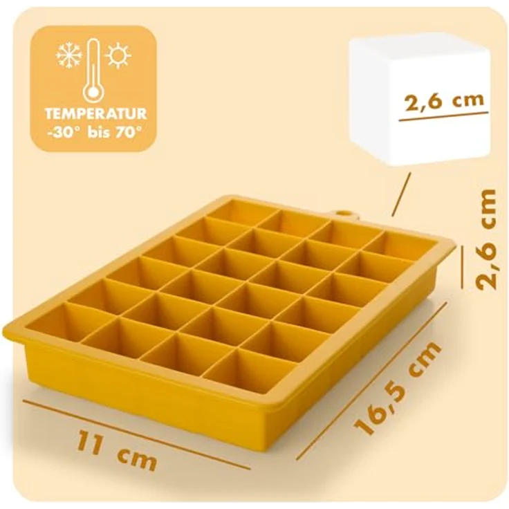 Blumtal Eiswürfelformen Silikon 2x24er, BPA-freier Ice Cube Maker mit Deckel, Eiswürfel 2,6 cm, 2 x Formen in Black Blue und Spicy Mustard – Bild 3