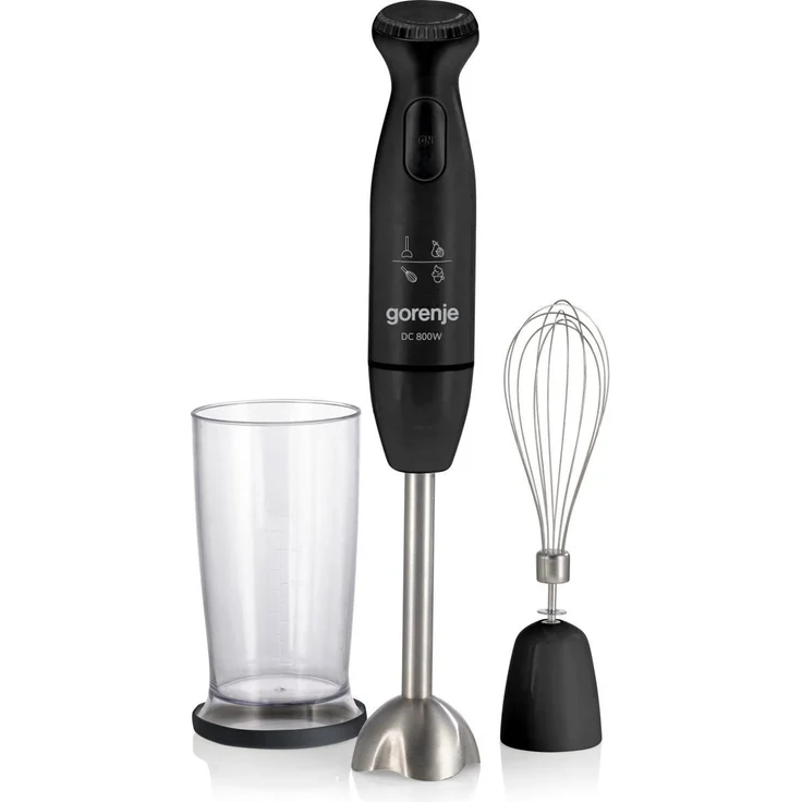 Gorenje HBC802QB, Stabmixer mit 800 Watt Leistung, Turbo-Funktion und Zerkleinerer, Schwarz