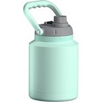 Asobu Mini-Krug aus Edelstahl, doppelwandig, vakuumisoliert, 945 ml, mit voller Hand, einfacher Tragegriff und Pop-Up-Trinkhalm, Minze