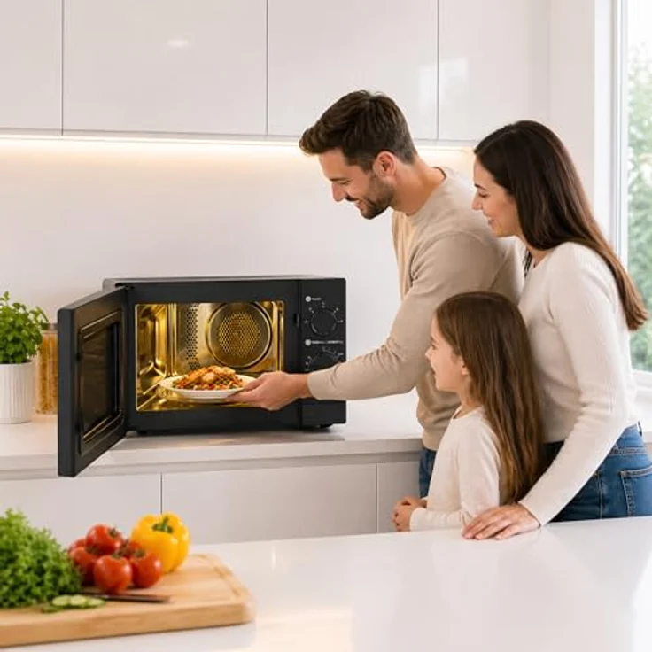 Heinner HMW-MD20MBK Freistehende Mikrowelle, 20 L, 700 W, 5 Leistungsstufen, Mechanische Steuerung, Timer, Auftaufunktion, Schwarz – Bild 10