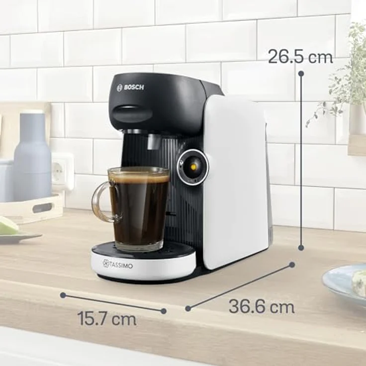 TASSIMO TAS164E Kapselmaschine, One-Touch Bedienung, über 70 Getränke, nachhaltig, weiß/schwarz – Bild 2