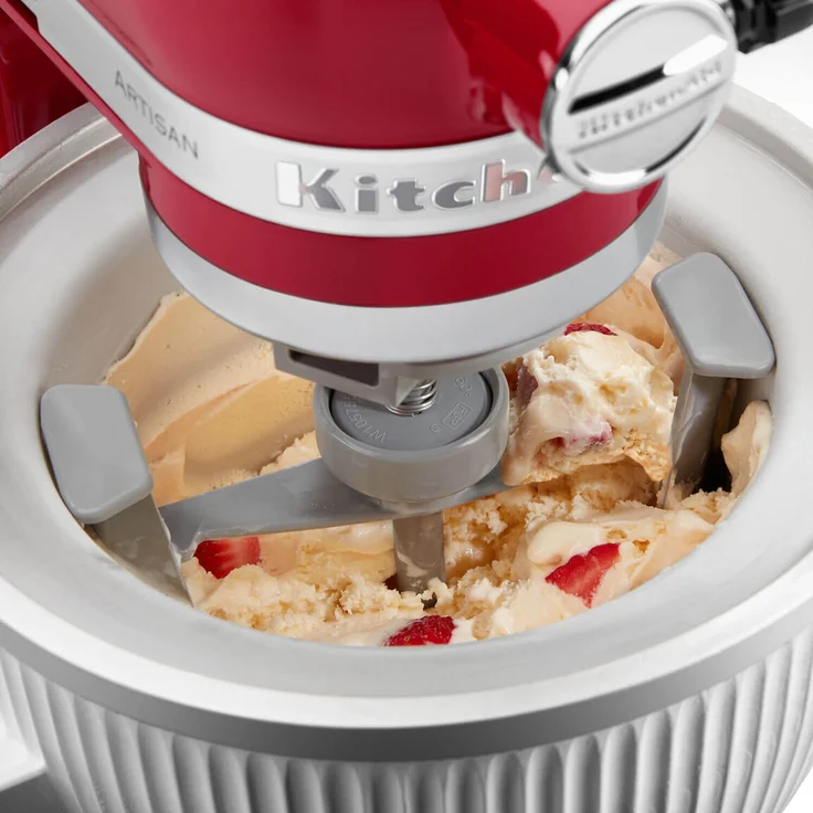 KitchenAid 5KSMICM Speiseeismaschinen-Aufsatz, neue Ausführung 2022, 1,9 Liter, inkl. Rührarm und Antriebsadapter, weiß – Bild 2