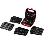 Domo DO9242W 5in1 Sandwich-Toaster, für Waffeln, Donuts, Sandwich, Burger, 750 Watt, Cool-Touch-Gehäuse, Antihaftbeschichtung, rot