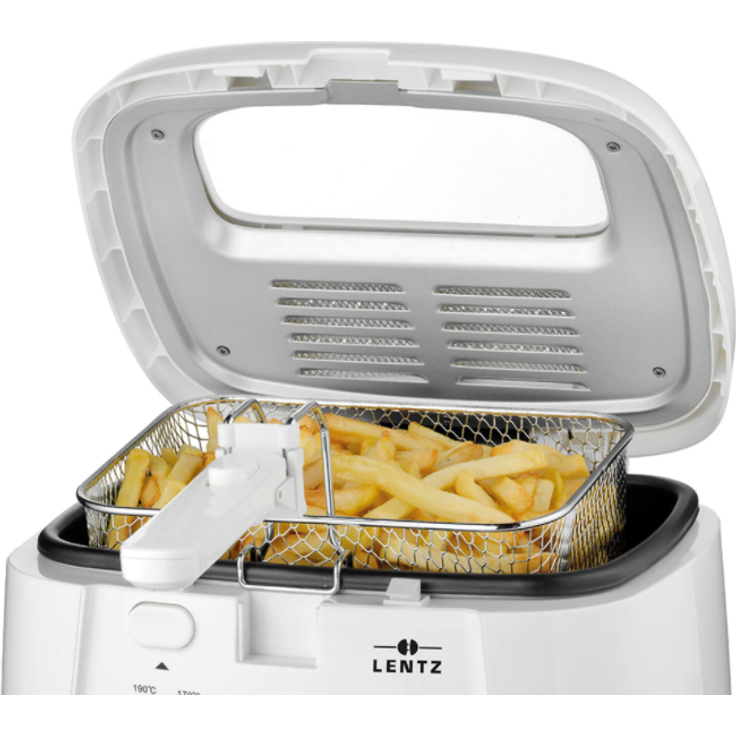 Lentz 20432 Fritteuse, 2,5 Liter, 1800 Watt, Standgerät, Deckel mit Sichtfenster, Kunststoff, weiß – Bild 4